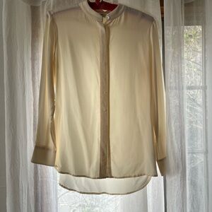 GRANA collarless silk button down blouse